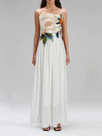 White Blooming Grace Floral Maxi Dress
