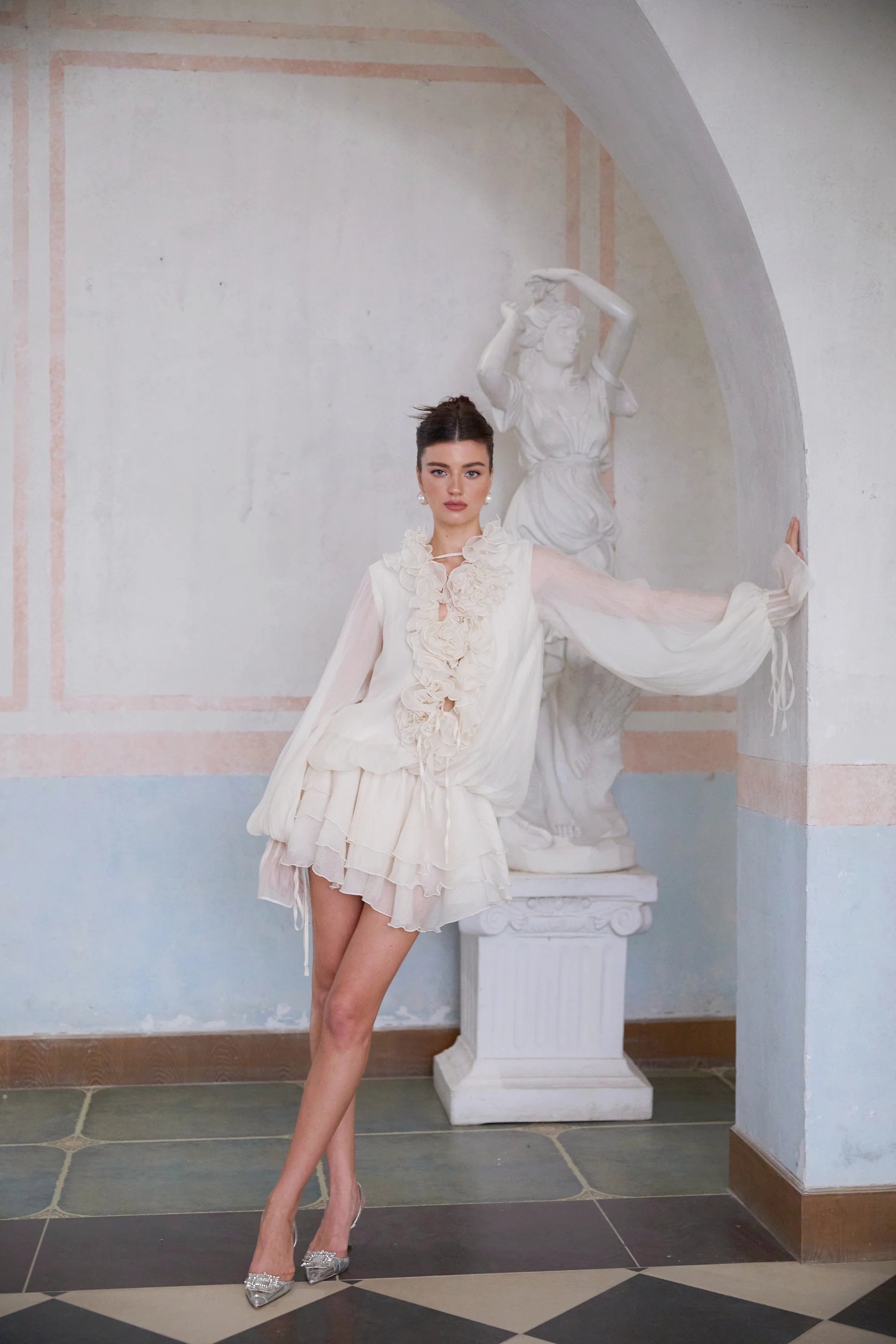 Petal Cream Short Dress