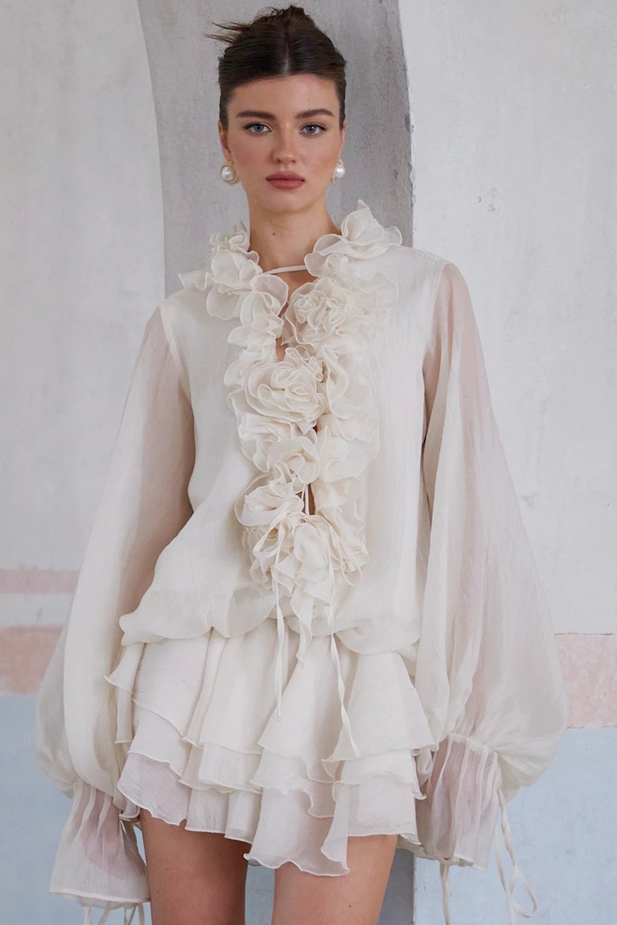 Petal Cream Short Dress