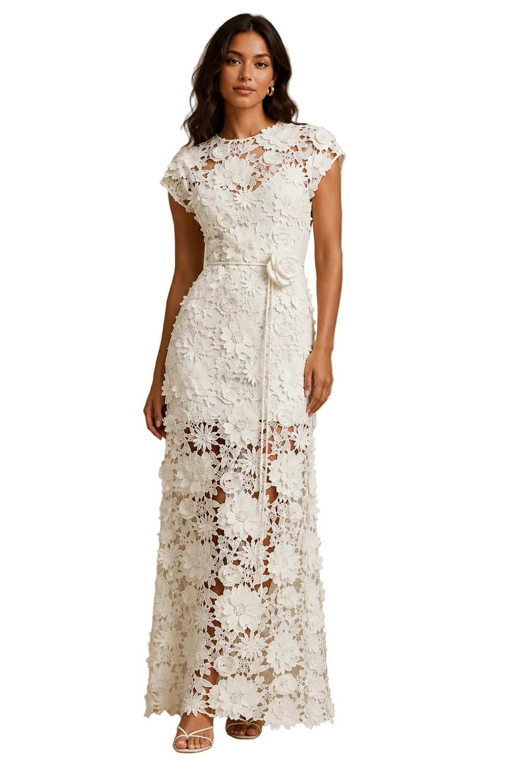 Ivory Blossom Lace Maxi Dress