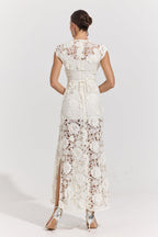 Ivory Blossom Lace Maxi Dress