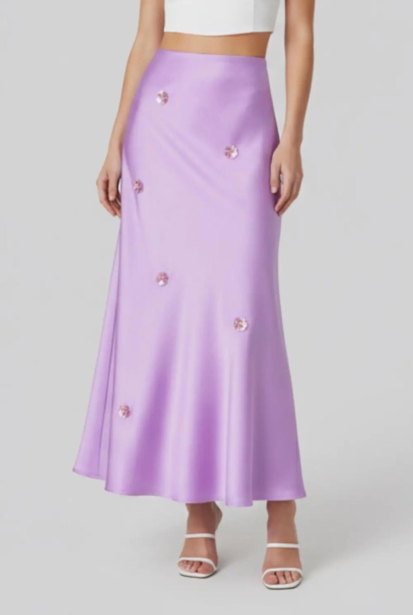 Satin Lavender Maxi Skirt