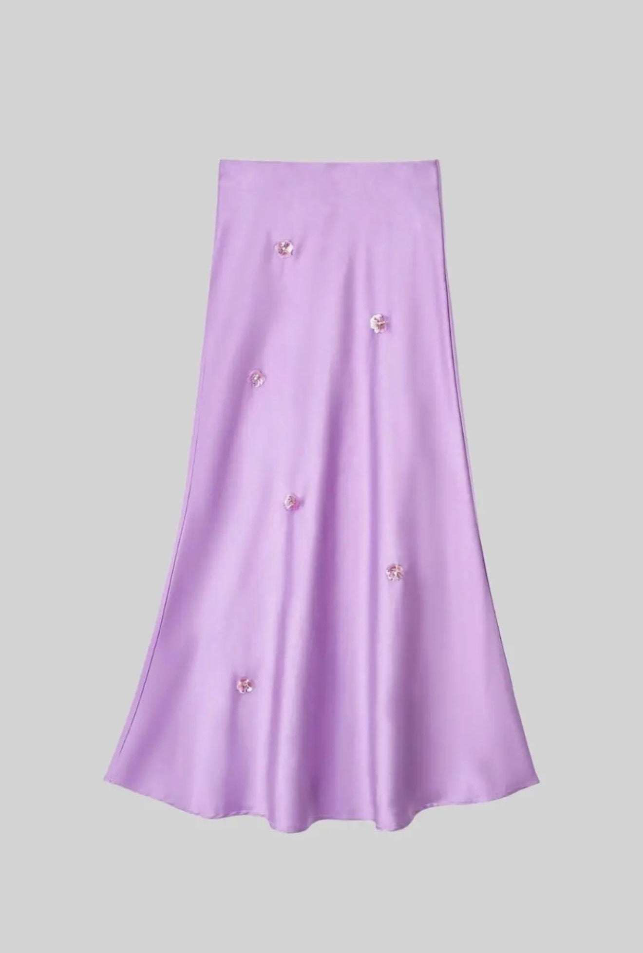 Satin Lavender Maxi Skirt