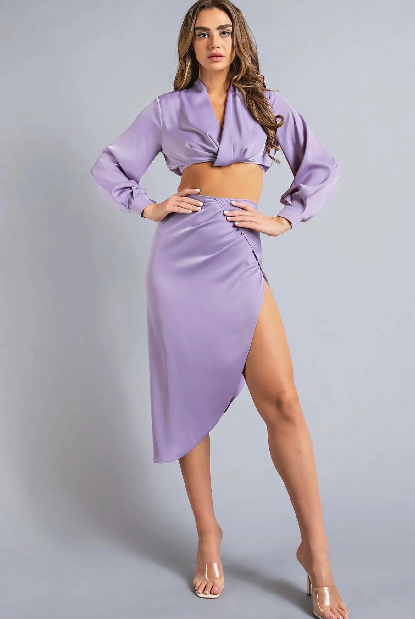 Lilac Silky Two Piece Set
