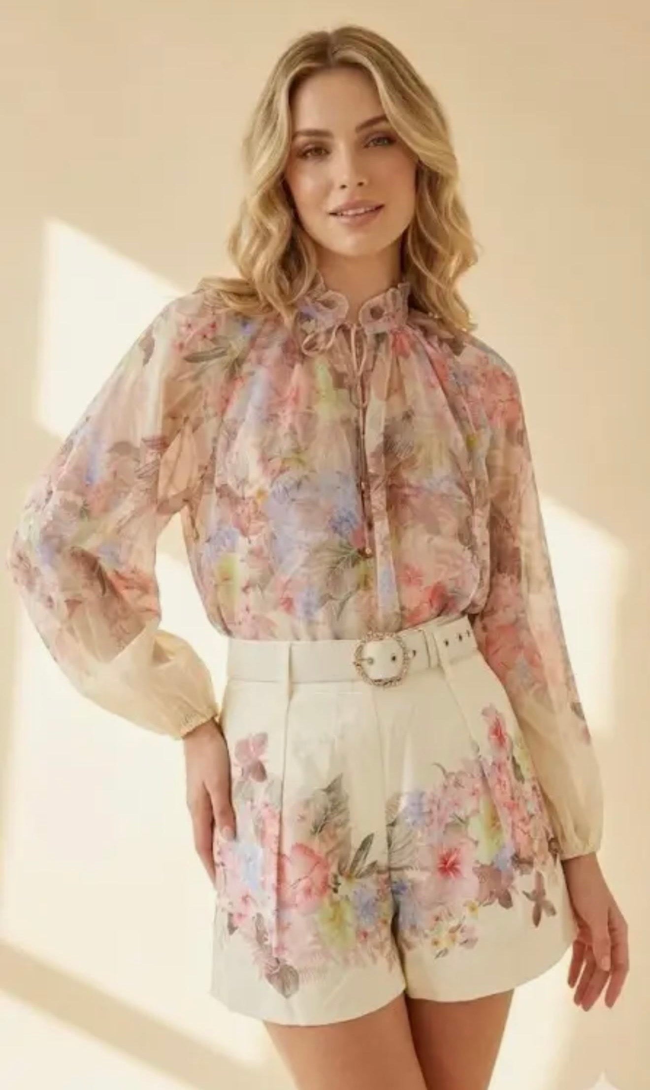 Lily Floral Print 3 Piece Shorts Set